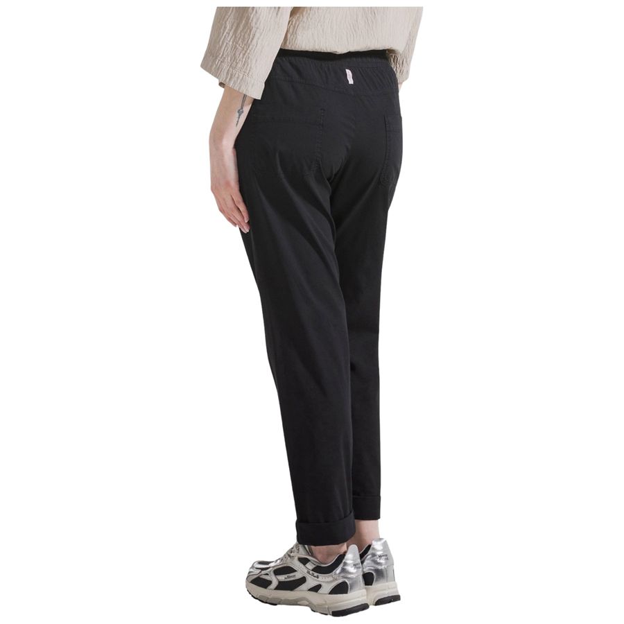 Pantaloni tuta dritti in popline elasticizzato nero da donna Deha | D4255610009